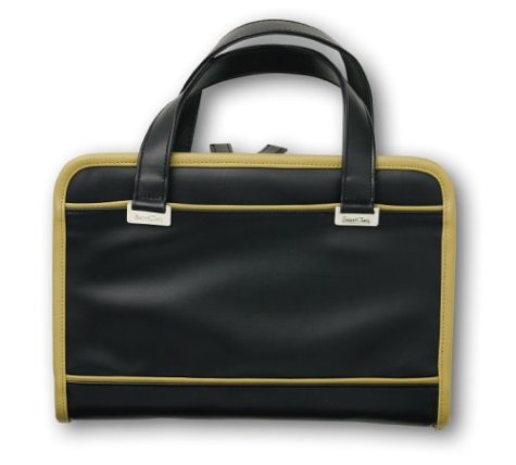 Leather-Look Black with Camel Taping Medium Bible Cover under Bible Covers in The Books Store