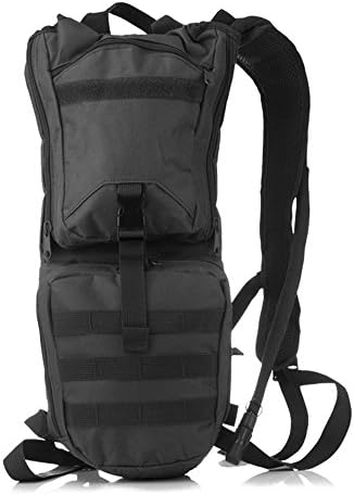 Hydration Pack with 3L Bladder and 2 Additional Pockets. Tough Military Style Backpack From Paks Is Perfect for Hiking, Biking, Running, Walking and More. (Black)