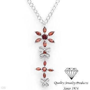 Necklace with 3.44 CTW Genuine Garnets Made of 925 Sterling silver adjustable