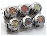 Lipper See & Store Stainless Steel Spice Rack With 6 Magnetic Backed Containers
