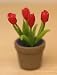 Red Tulips in a Clay Flowerpot Dollhouse Miniature