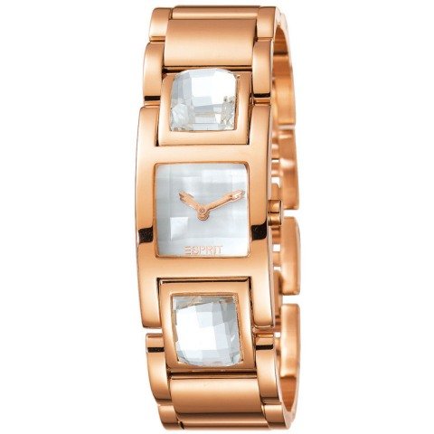 Esprit Damen-Armbanduhr Rhinestone Rosegold Analog Edelstahl beschichtet ES102252004