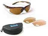 NYX Golf Sunglasses Classic Competition Brown Tortoise Frame Amber 3 Lens Series Sleek Lens Shape 99232