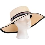 Sloggers 4414BK Womens Sara Wide Braided Hat, White and Black
