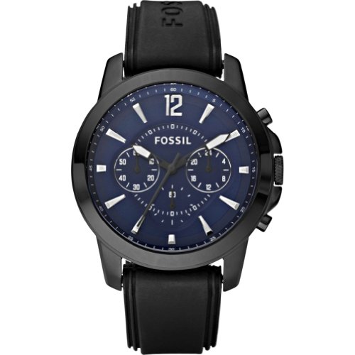 Best Price Fossil Fossil Men's Blue Dial Chronograph Dress Watch with Black Logo Silicon