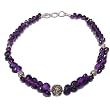Layered Necklace Silver Amethyst Gemstone Jewelry 18.5 inches (gnklc316)