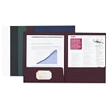 Oxford 53404 Linen Twin Pocket Portfolios, White, 25 Per Box