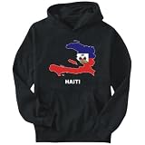 Hoodie Mens Black  Haiti - Country Map Color Countries