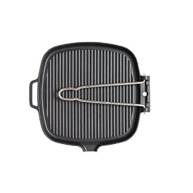 Chasseur Cast Iron Smooth Base Square Grill Pan with Wire Handle