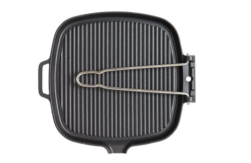 Chasseur Cast Iron Smooth Base Square Grill Pan with Wire Handle