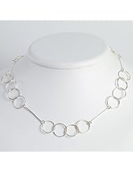 Sterling Silver Circle & Bar Necklace - 18 Inch