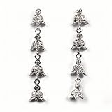 Sterling Silver Earrings with Clear CZ - Size: 42mm