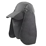 Generic メンズ　レディース UVカット帽子 ハット 紫外線対策に 取り外し可能日よけ付き　ダークグレー