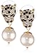 Crystal Panther Simulated Pearl Dangle Earrings