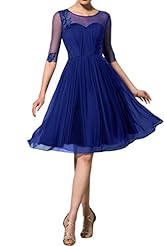 Long Sleeves Pleated Lace Sheer Chiffon Bridesmaid Dress 