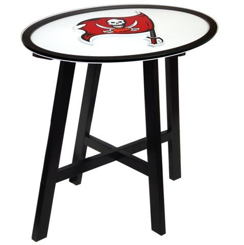 Tampa Bay Buccaneers Wooden Pub Table With Glass Top