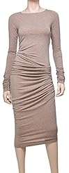 Jersey/Spandex/Viscose/Wool Shirred Draped  Dress