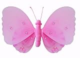 10 Dark Pink Gems Layered Butterfly nylon hanging ceiling wall baby nursery room wedding decor decoration