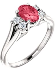 10K White Gold 7.00x5.00mm Oval Cut Pink Spinel and Diamond Ring -- LIFETIME WARRANTY