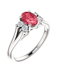 Platinum 7.00x5.00mm Oval Cut Pink Spinel and Diamond Ring -- LIFETIME WARRANTY