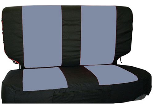 Rampage Products Interior Comfort Combo PacksPolycanvasFrontJeepWrangler1997 to 2002Front -Black & Grey -Polycanvas Seat Covers, 2 Belt pads, Steering wheel cover