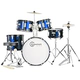 Blue 5 Piece Junior Kids Drum Set with Cymbals Stands Stool Child Size