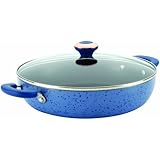 Paula Deen Signature Porcelain Nonstick 12-Inch Covered Chicken Deep Fryer, Blueberry Speckle