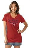 MLB Women's St. Louis Cardinals Short Sleeve V Neck Tee (Red, Large)