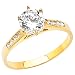 14K Yellow Gold Round-cut CZ Cubic Zirconia Ladies Solitaire Wedding Engagement Ring Band