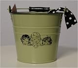 Vintage-style Sage French Girls Baby Bucket
