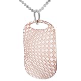 Rose Gold Plated Stainless Steel Dog Tag with Geometric Design on a 20 Inch Chain