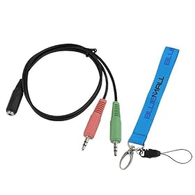 GTMax Headset Adapter: Smartphone Headset to PC Adapter - Use a 3.5mm iPhone/Smartphone Headset With Your PC, Converts 3.5mm Plug to Dual Mic/Audio 3.5mm, for Skype/VOIP(FREE Gift Strap Lanyard Included)