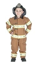 Jr. Fire Fighter Suit with helmet, size 4/6 (tan)