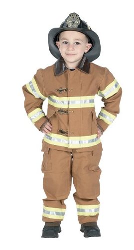 Childrens Toyshop  Toys : Jr. Fire Fighter Suit with helmet, size 4/6 (tan)