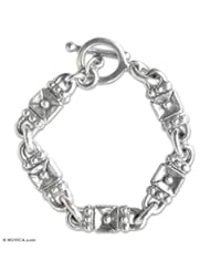 Sterling silver link bracelet, Lock and Key - Sterling Silver Link Bracelet