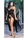 Lace Top Chiffon Gown with G-string (Black, One Size)