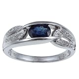 10k White Gold Blue Sapphire and Diamond Ring (1/6 TDW)