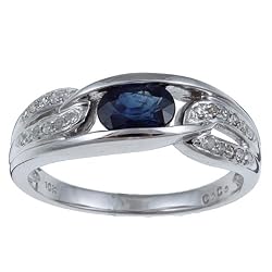 10k White Gold Blue Sapphire and Diamond Ring (1/6 TDW)