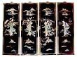 Oriental Black Lacquer Wood Wall Panels, Four Chinese Ladies - Hand Painted, Soapstone