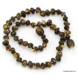 Baltic Amber Baby teething Necklace   Green Chip Occlusion