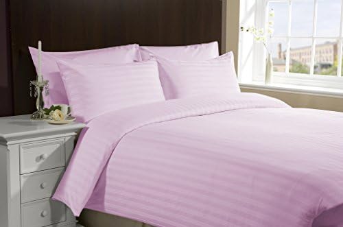 600Thread Count Stripe Pink King 3PC Duvet Set 100% Egyptian Cotton