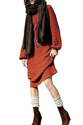 Sweater Acrylic/Knit Puff Sleeves  Dress