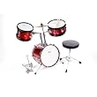 AB 3 Piece Kids Drumset With Cymbal, Pedal, Throne, and Drumsticks - Red