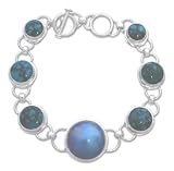 Pearl and turquoise bracelet, 'Mystic Moon' 1 W 9 L