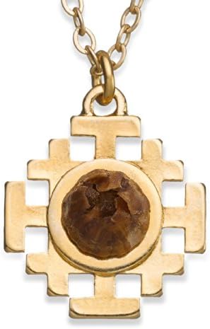 Rose of Bethlehem gold plated Jerusalem cross necklace
