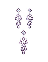 Sterling Silver Micro Pave Cubic Zirconia Earrings and Pendant Set
