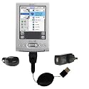 Retractable USB Hot Sync Compact Kit with Car & Wall Charger for the Sony Clie TJ35 - Gomadic Brand w/ TipExchange Technology