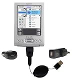 Retractable USB Hot Sync Compact Kit with Car & Wall Charger for the Sony Clie TJ25 - Gomadic Brand w/ TipExchange Technology