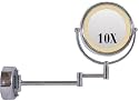 Rucci Chrome Wall-Mounted Lighted Mirror 7.5"DIA - 15"L 1X/ 10X