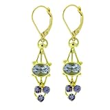 14K Gold Aquamarine & Tanzanite Satellite Earrings by Suz Andreasen, MADE IN AMERICA